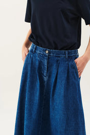 Pen washed indigo denim skirt
