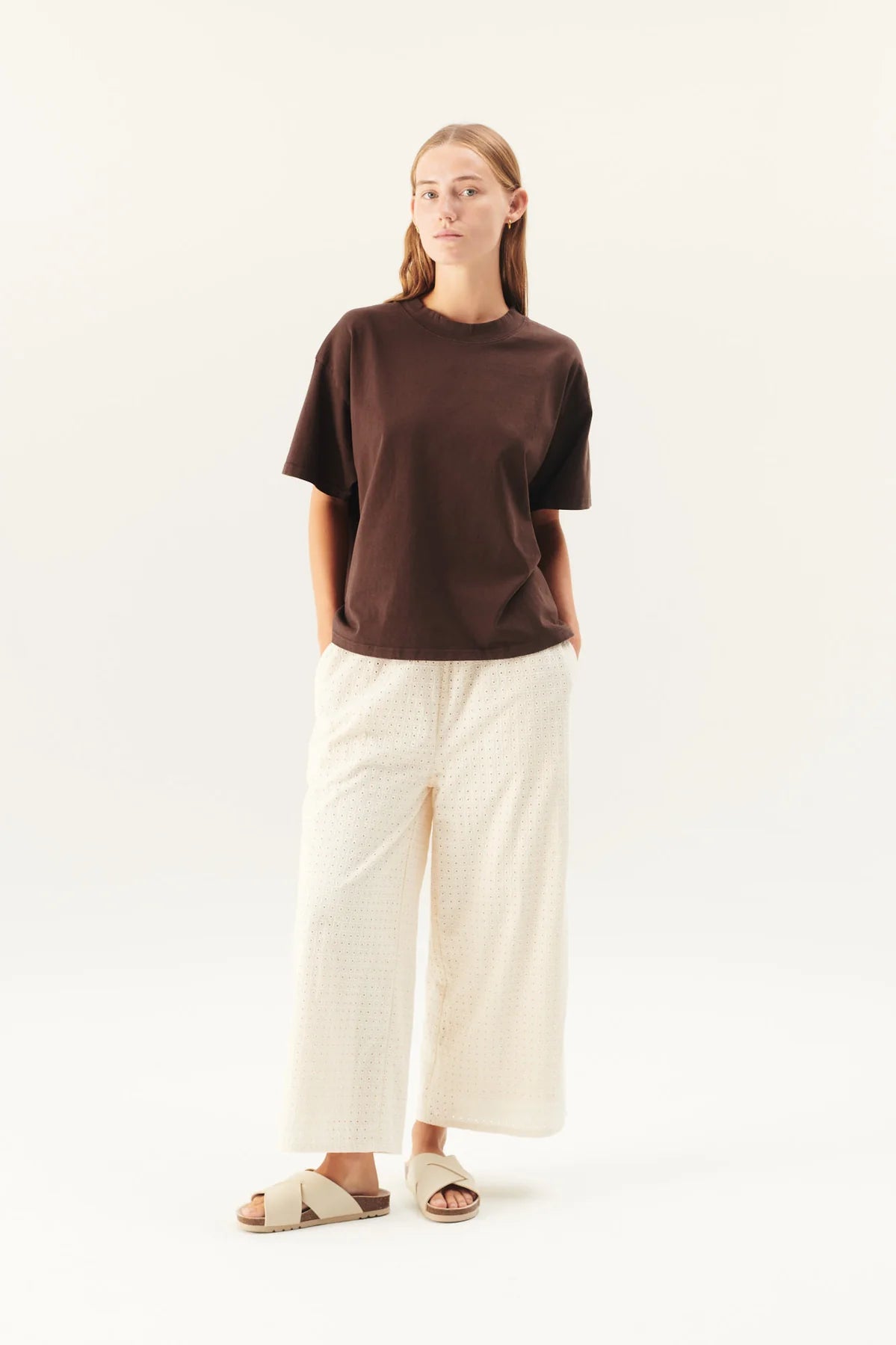 Prisi embroidery cotton pants - off white