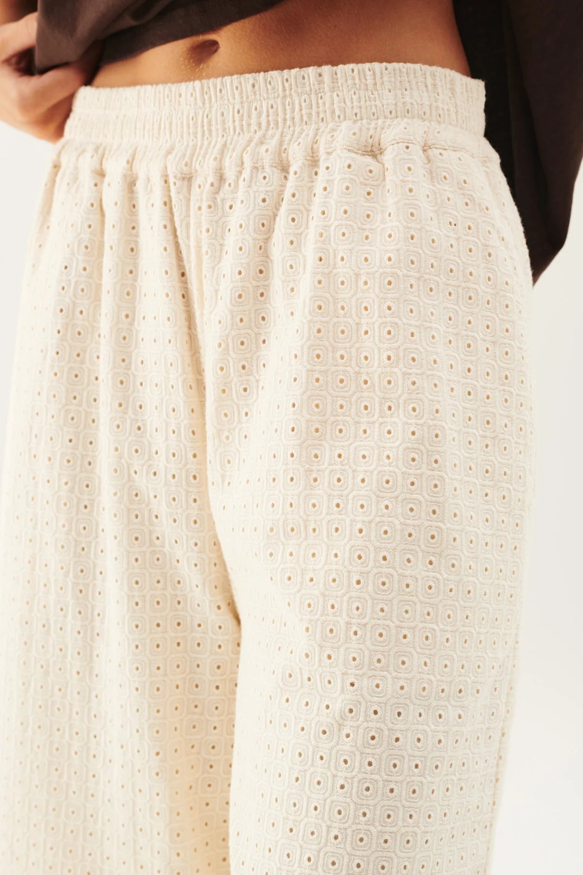 Prisi embroidery cotton pants - off white