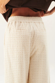 Prisi embroidery cotton pants - off white