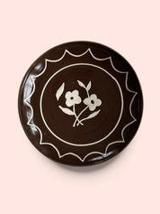 Stor tallerken - Flower deco brown