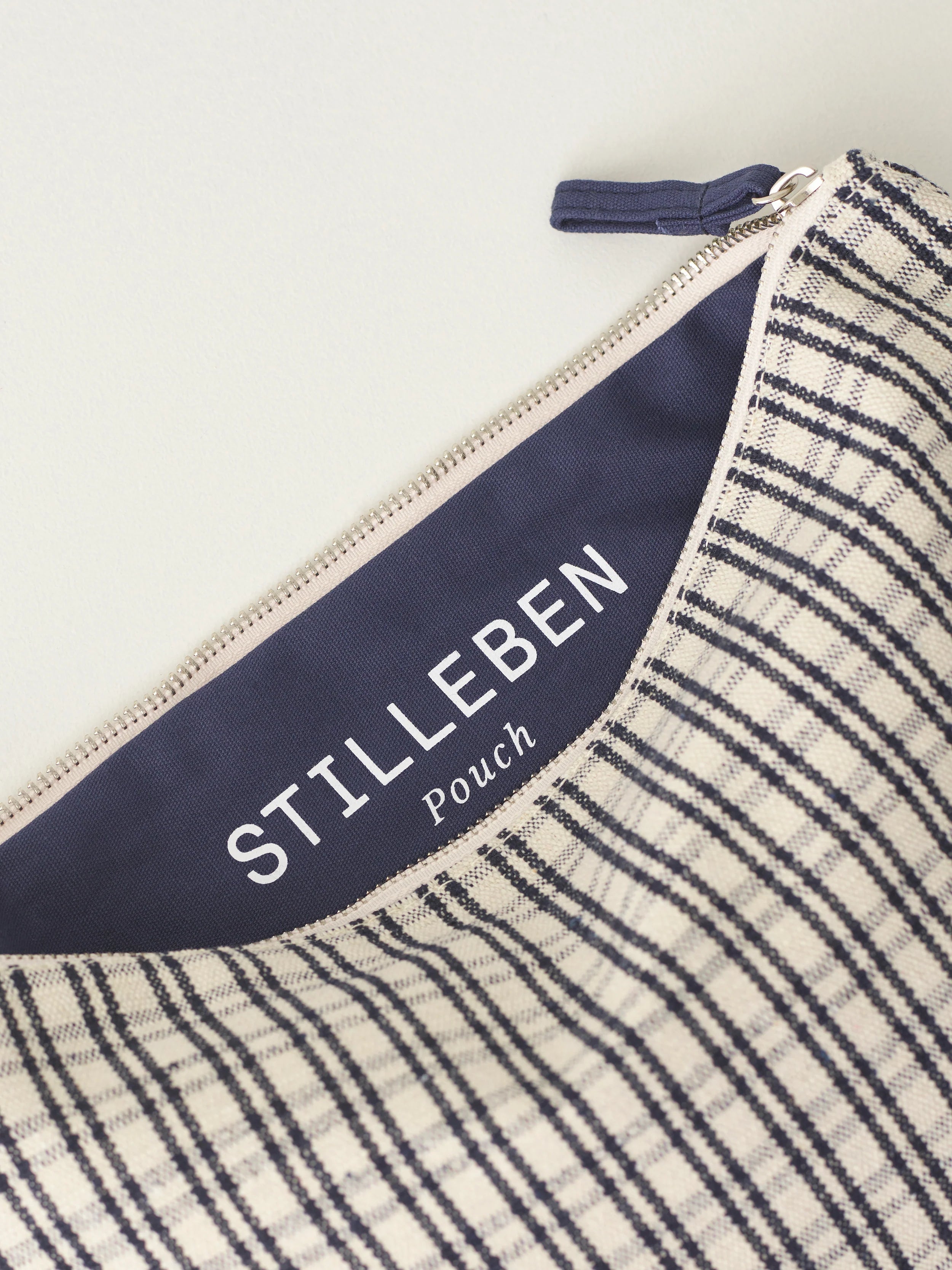 Pouch, small - checked navy