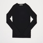 Longsleeve rib merinould blouse - Black