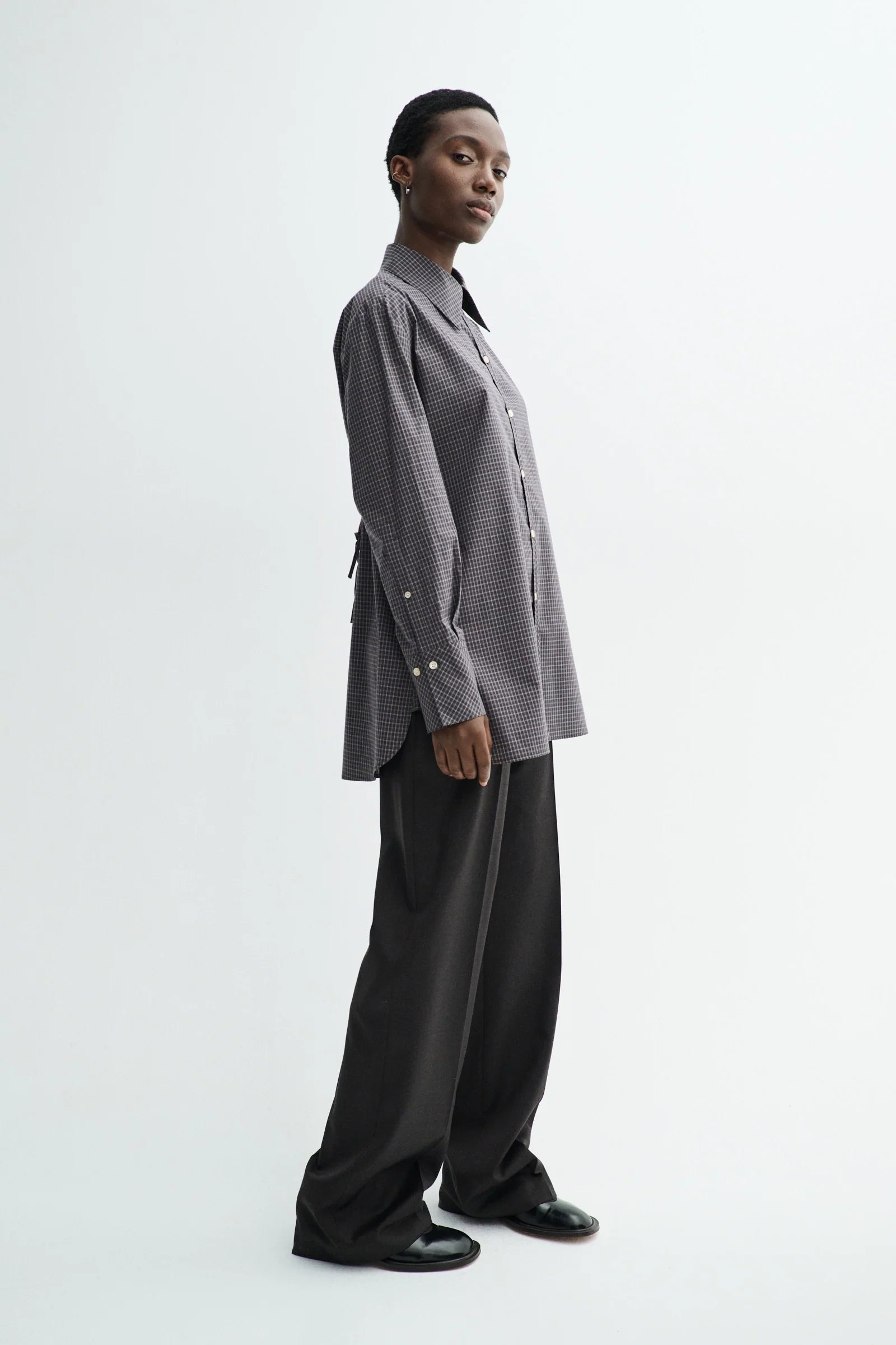 Sebastiana cotton poplin shirt - Charcoal check