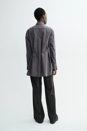 Sebastiana cotton poplin shirt - Charcoal check