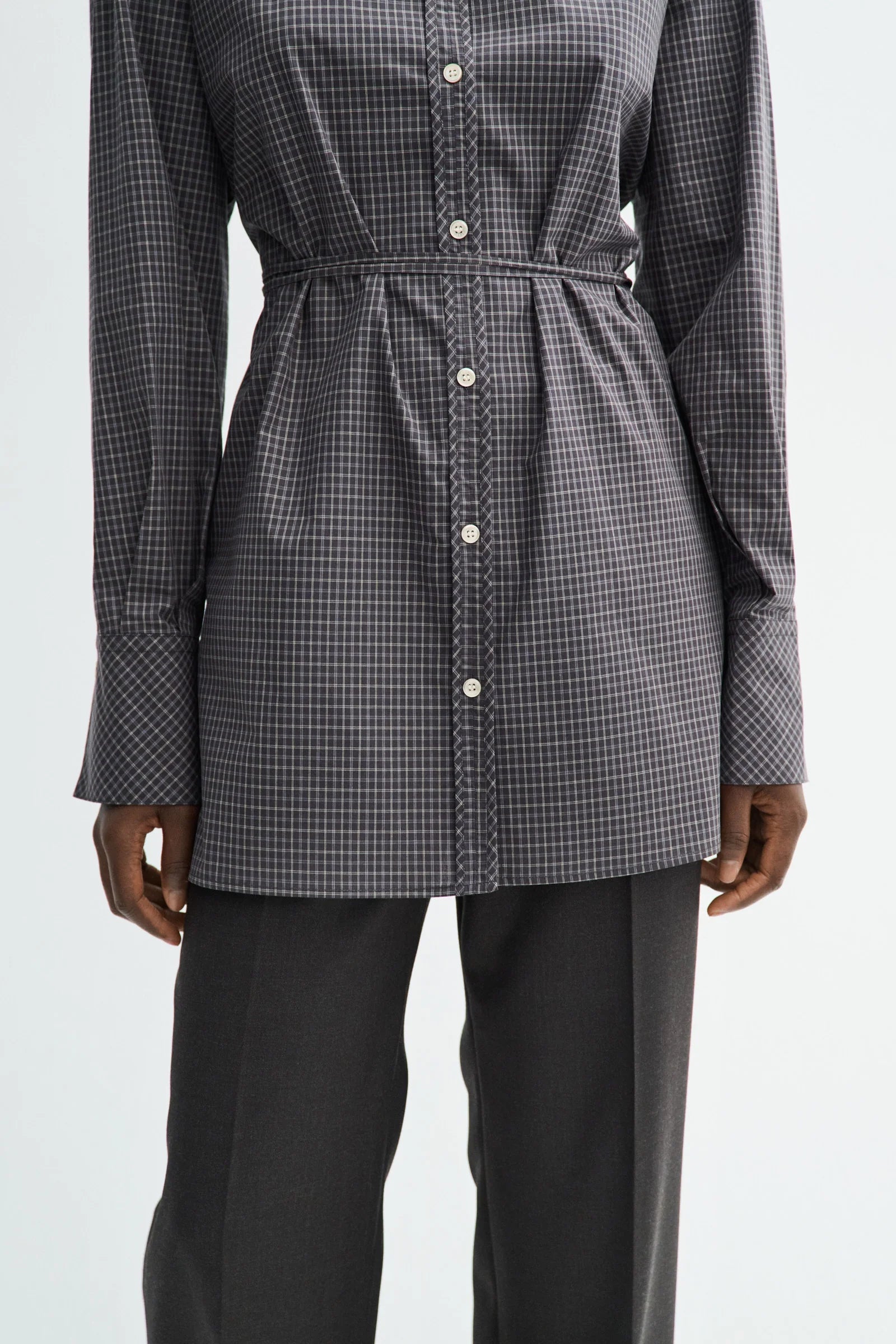 Sebastiana cotton poplin shirt - Charcoal check