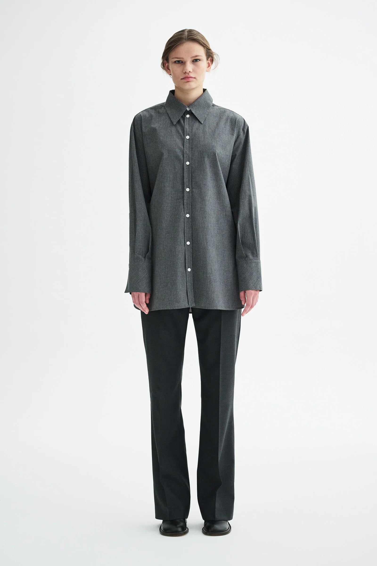 Sebastiana cotton poplin shirt - Grey melange