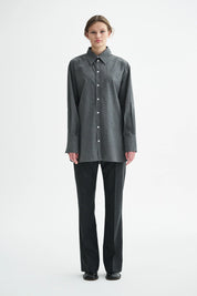 Sebastiana cotton poplin shirt - Grey melange
