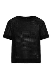Selin broderie anglaise tee - black