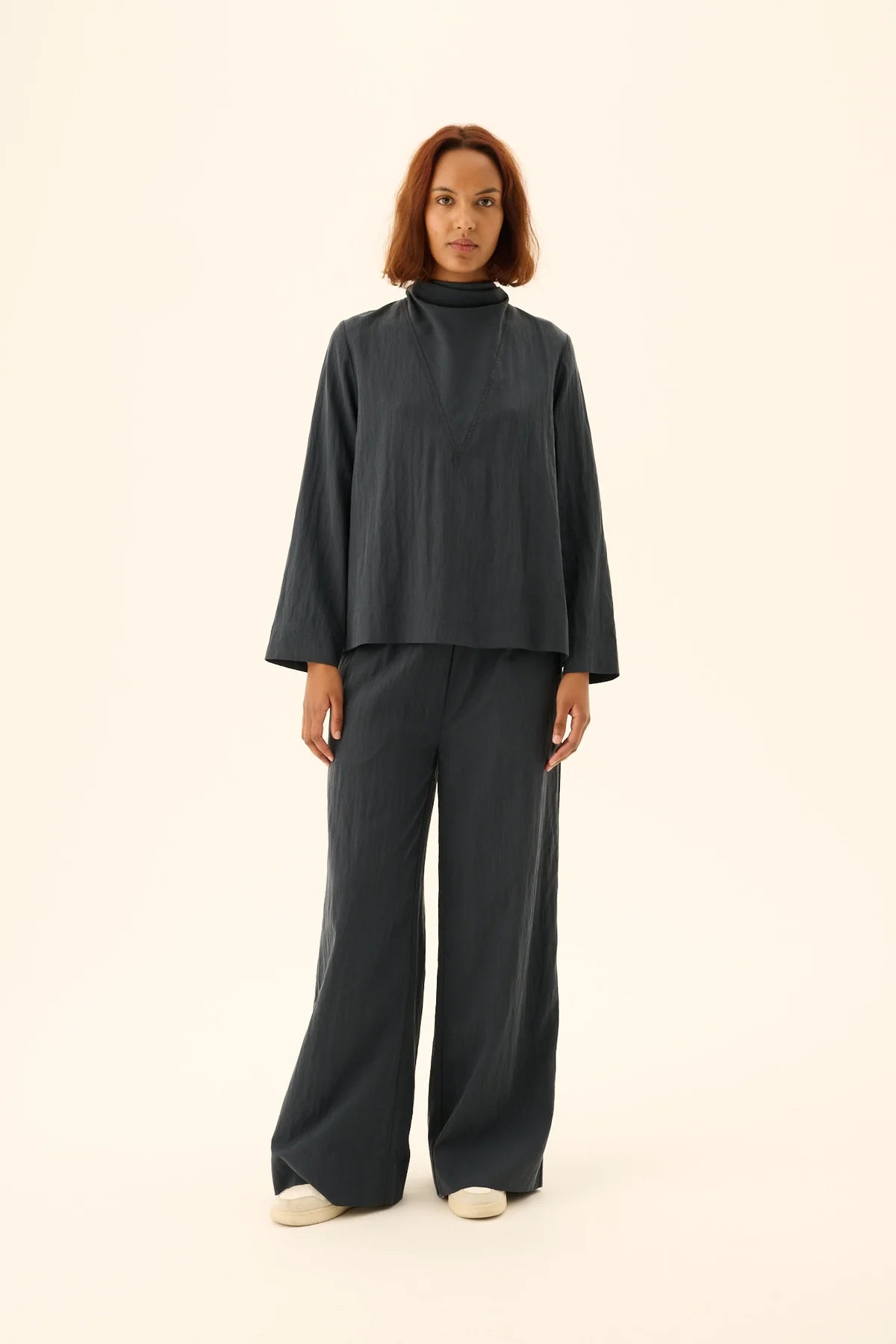 Prisila crinkled tencel pants - Dark navy