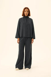 Prisila crinkled tencel pants - Dark navy
