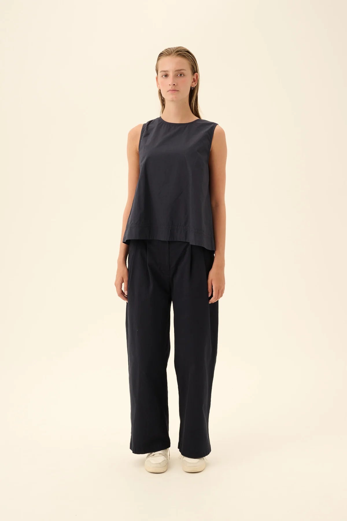 Sharren GMTD poplin top - Dark navy