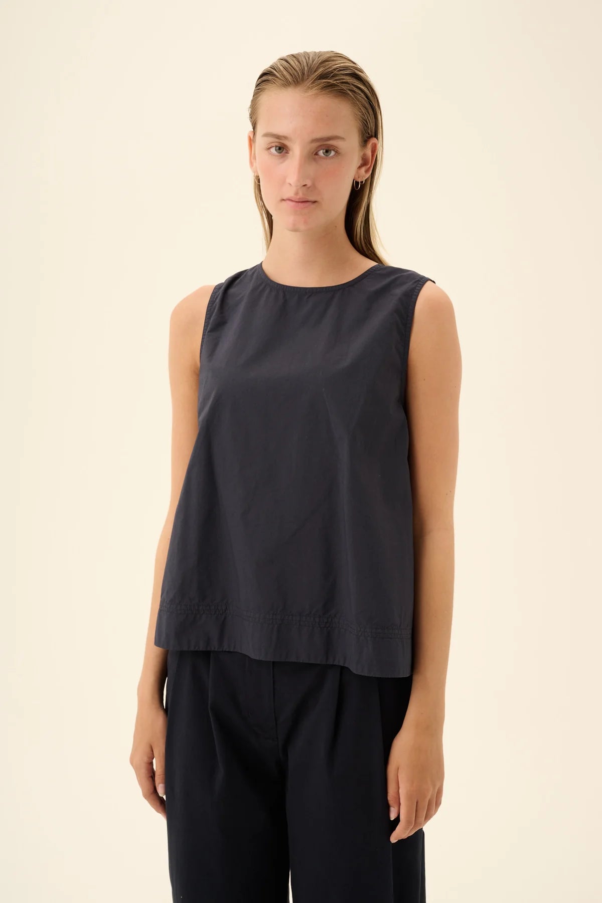 Sharren GMTD poplin top - Dark navy