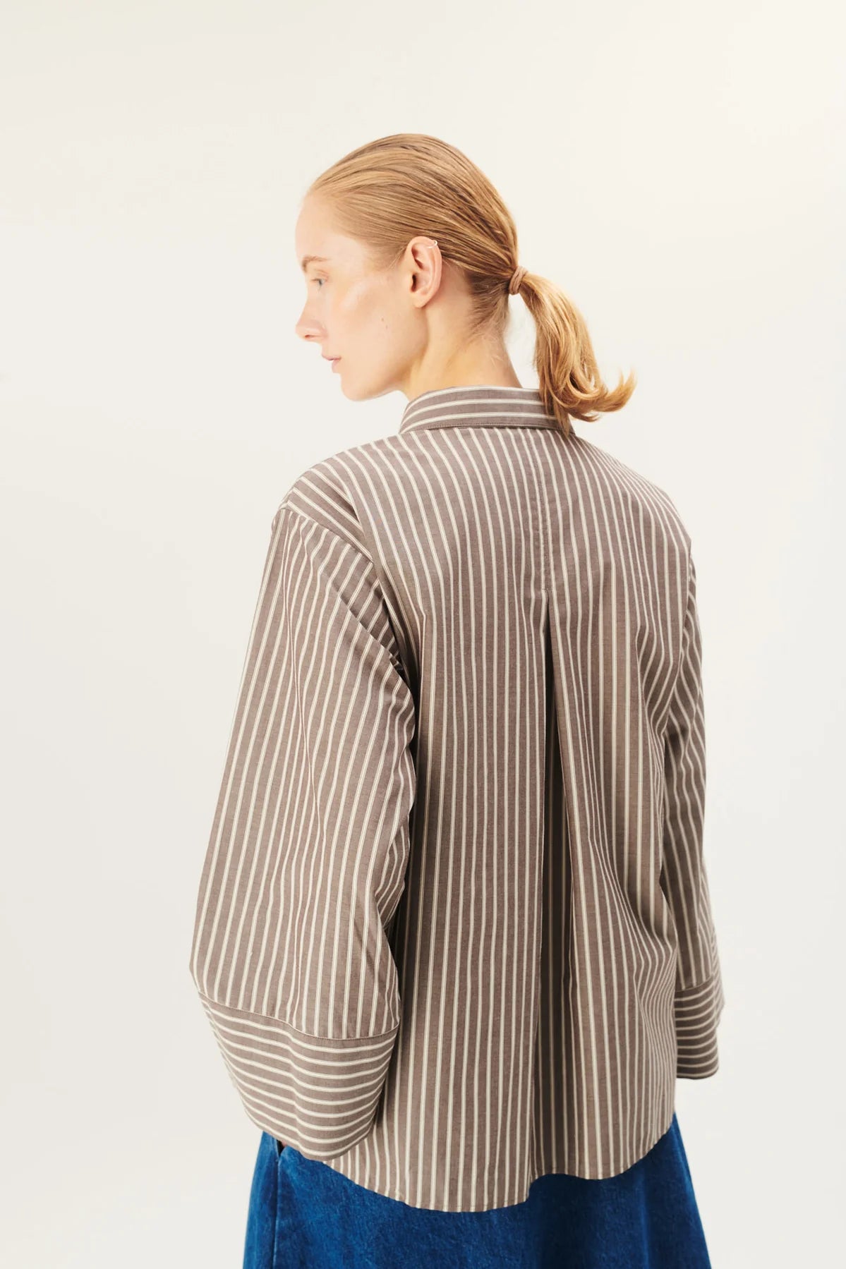 Shina soft poplin stripe shirt - brown