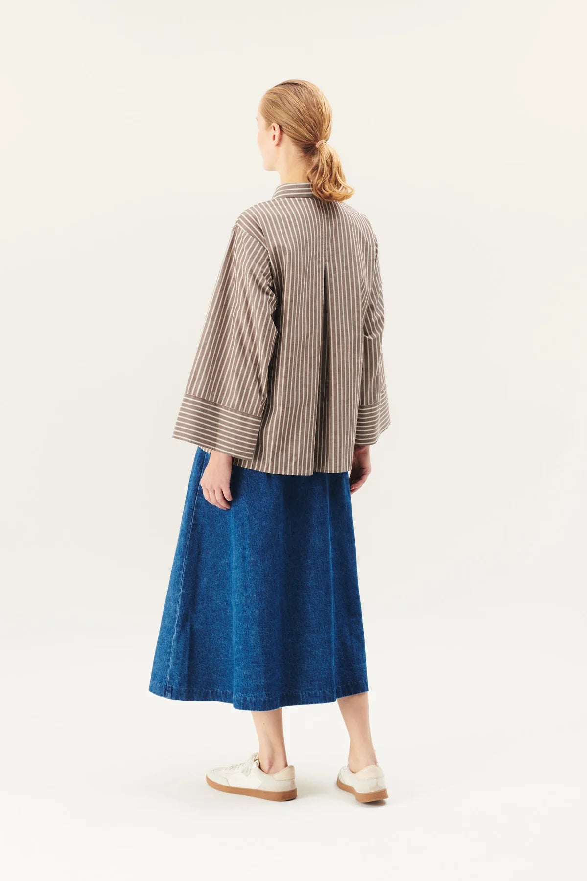 Shina soft poplin stripe shirt - brown