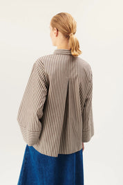 Shina soft poplin stripe shirt - brown