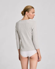 Sascha 3/4 sleeve cotton top - Light grey melange