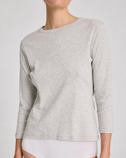 Sascha 3/4 sleeve cotton top - Light grey melange