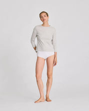 Sascha 3/4 sleeve cotton top - Light grey melange