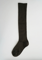 Merino Wool Ribbed high socks - Mocha brown