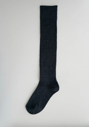 Merino Wool Ribbed high socks - Dark grey