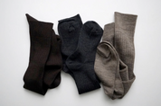 Merino Wool Ribbed high socks - Mocha brown