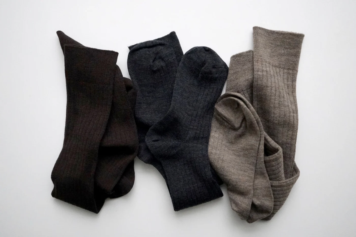 Merino Wool Ribbed high socks - Mocha brown