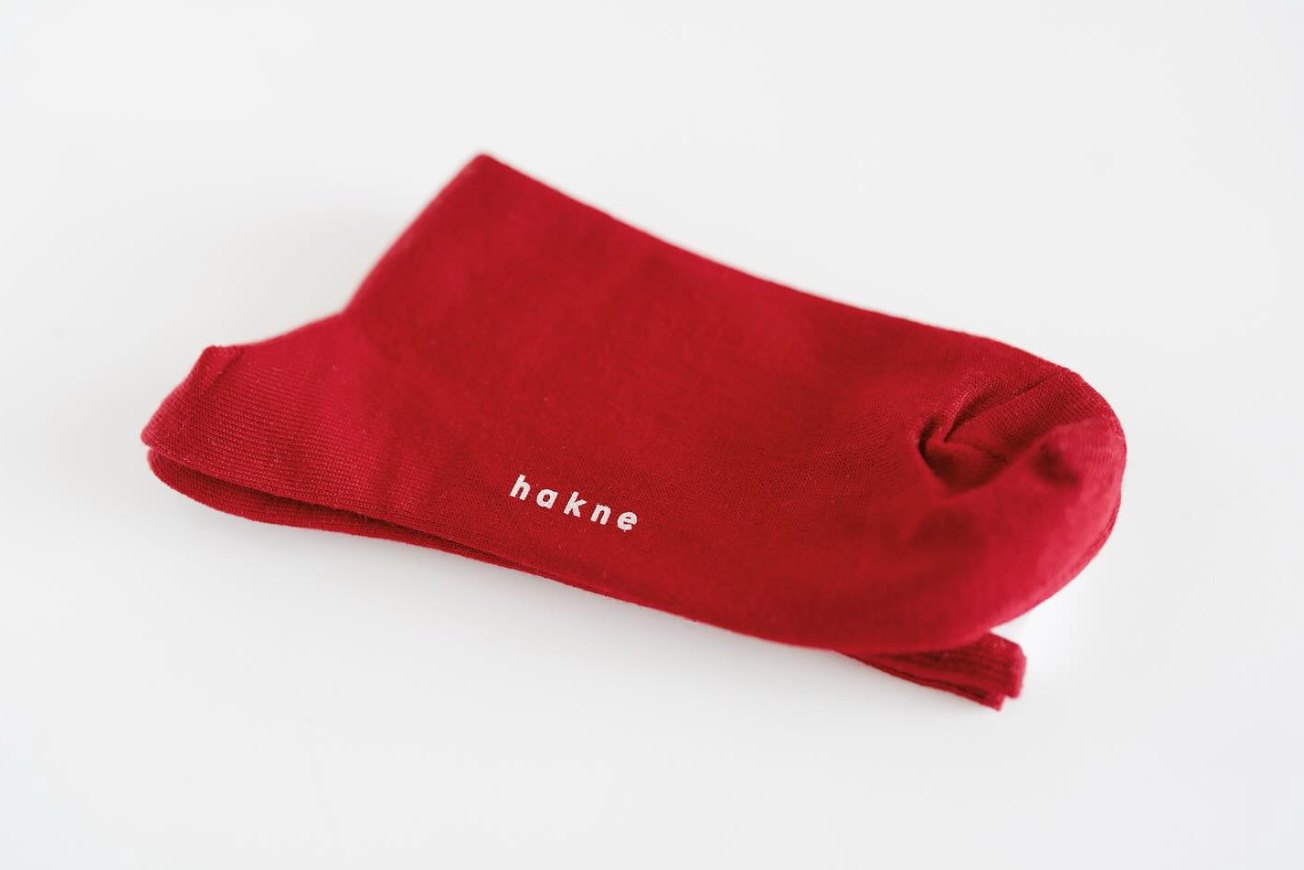 Merino wool ribbed socks - Red