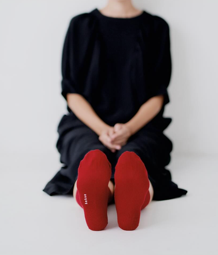 Merino wool ribbed socks - Red