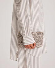 Stine clutch - ecru/brown