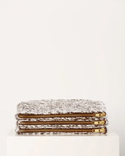 Stine clutch - ecru/brown