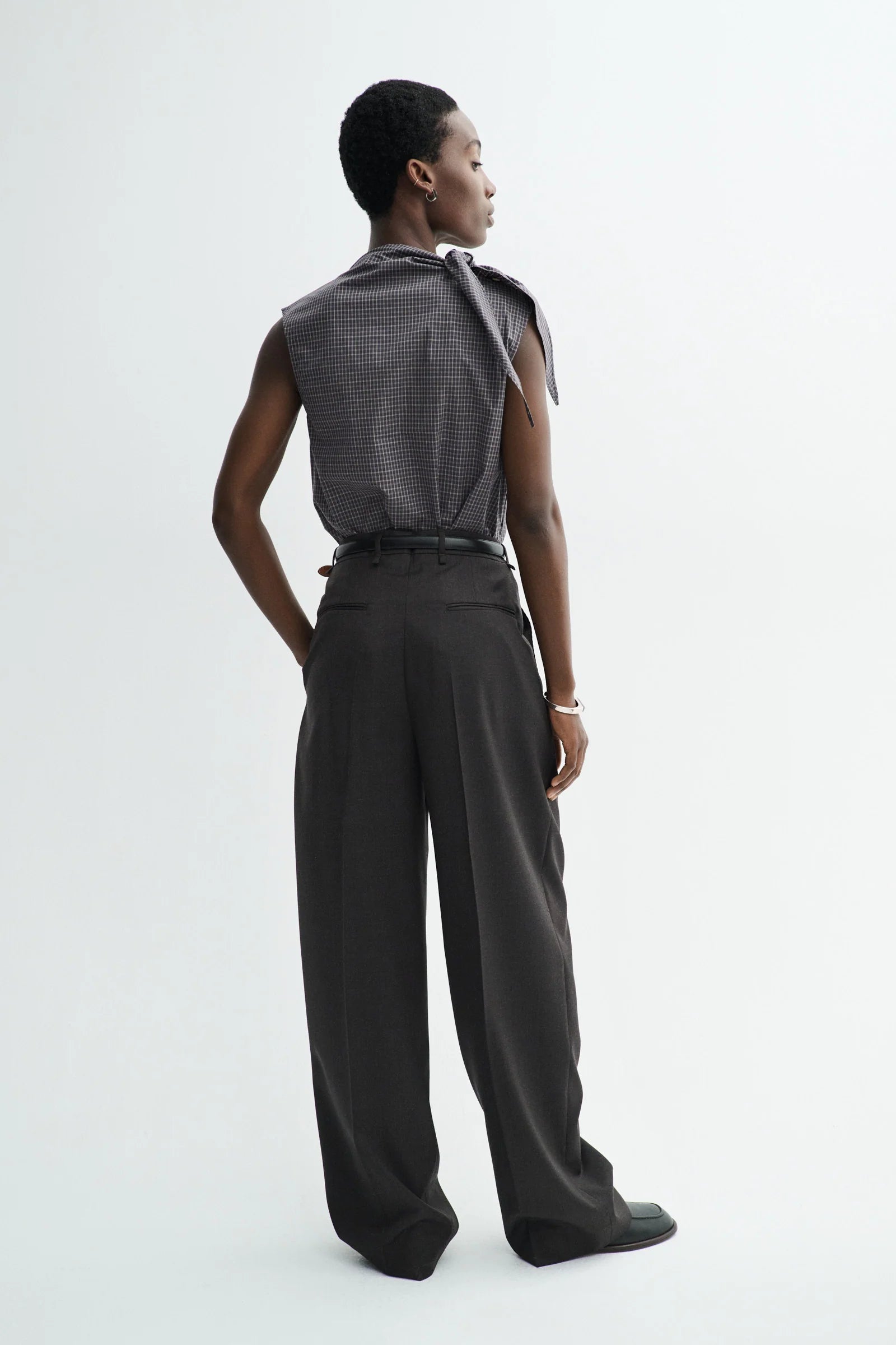 Tash check poplin top