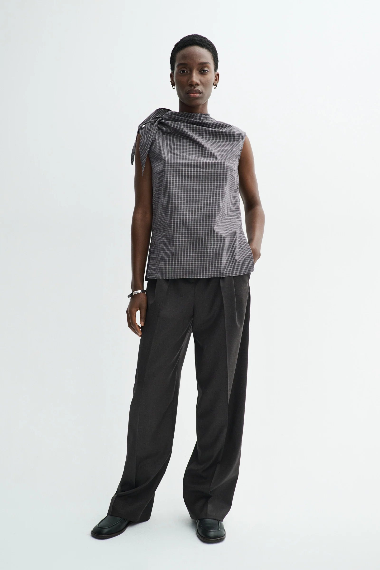 Tash check poplin top