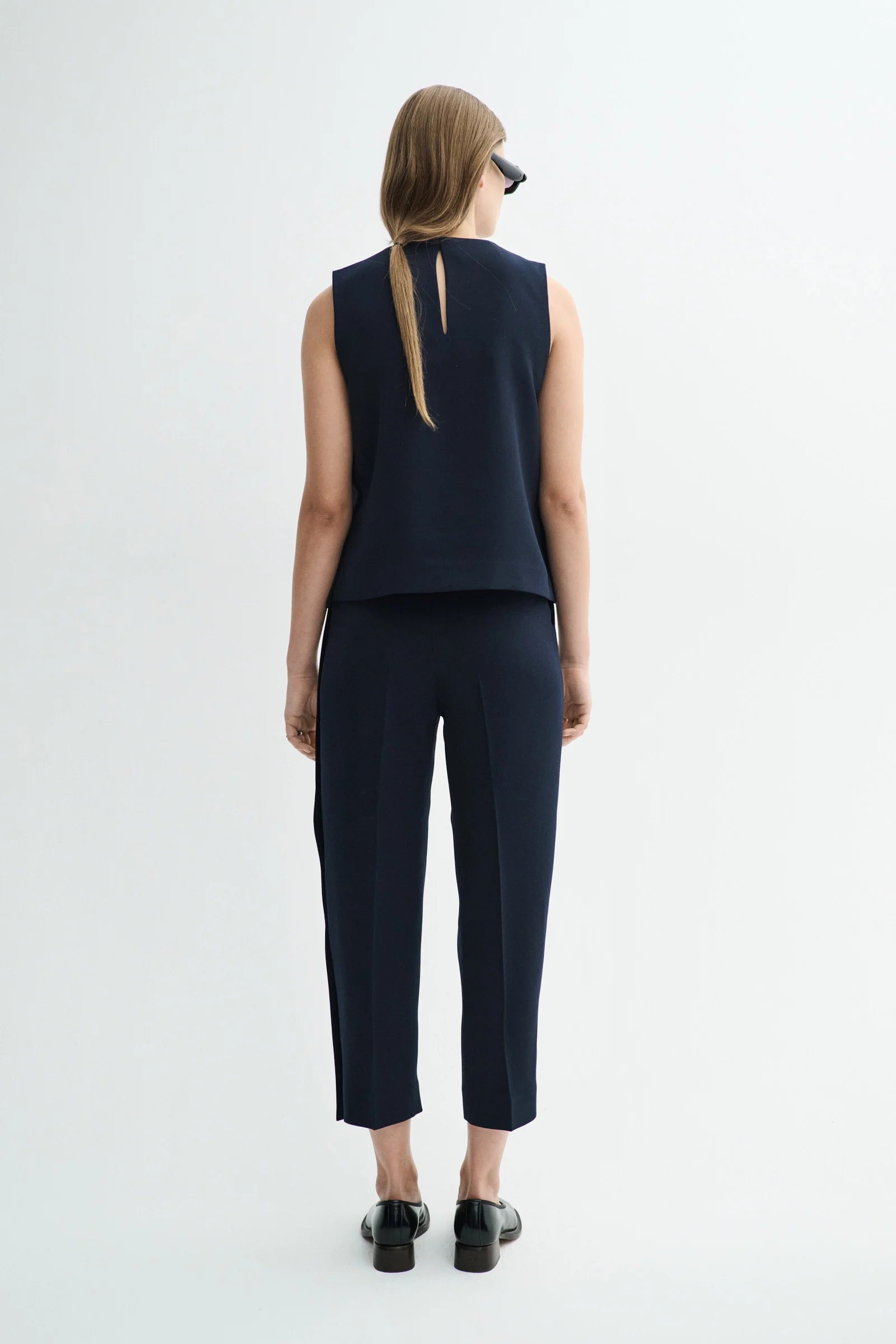 Tena crepe georgette top - navy