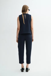 Tena crepe georgette top - navy