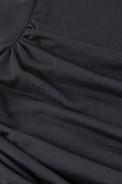 Gaia langærmet draperet bluse - mørkegrå