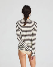 Thyra Wool Top - Reverse Dark Brown Stripe