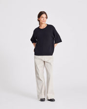 Tulle lambswool jumper - Black