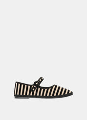 Mary Jane Flats - Stripe silk