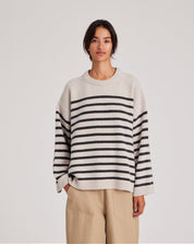 Barbera stripe lambswool jumper - Dark grey stripe - Gai+Lisva - Butik Verk, en livsstilsbutik i hjertet af Dragør