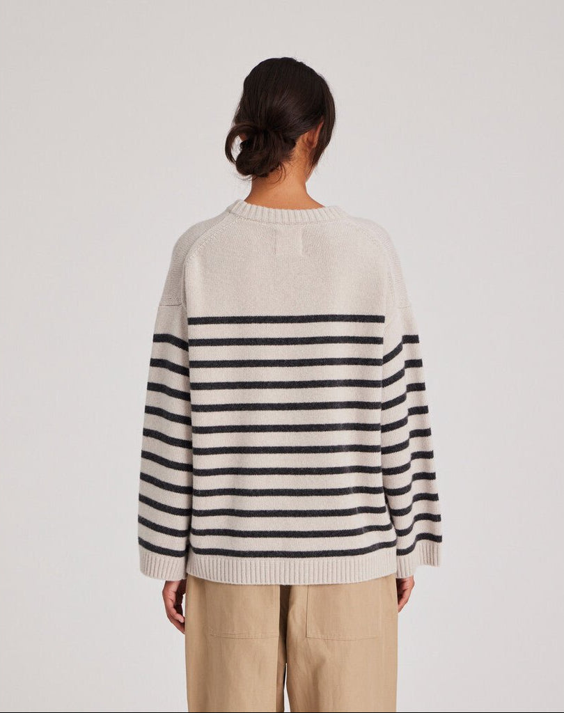 Barbera stripe lambswool jumper - Dark grey stripe - Gai+Lisva - Butik Verk, en livsstilsbutik i hjertet af Dragør