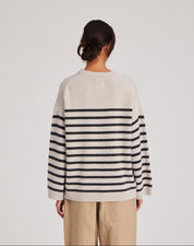 Barbera stripe lambswool jumper - Dark grey stripe - Gai+Lisva - Butik Verk, en livsstilsbutik i hjertet af Dragør