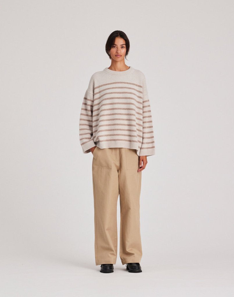 Barbera stripe lambswool jumper - shitake - Gai+Lisva - Butik Verk, en livsstilsbutik i hjertet af Dragør