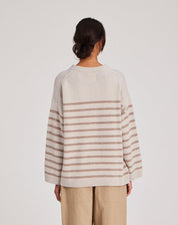 Barbera stripe lambswool jumper - shitake - Gai+Lisva - Butik Verk, en livsstilsbutik i hjertet af Dragør