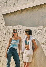 Cotton seamless top - ocean tie dye