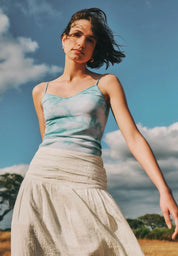 Cotton seamless top - ocean tie dye