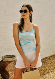 Cotton seamless top - ocean tie dye
