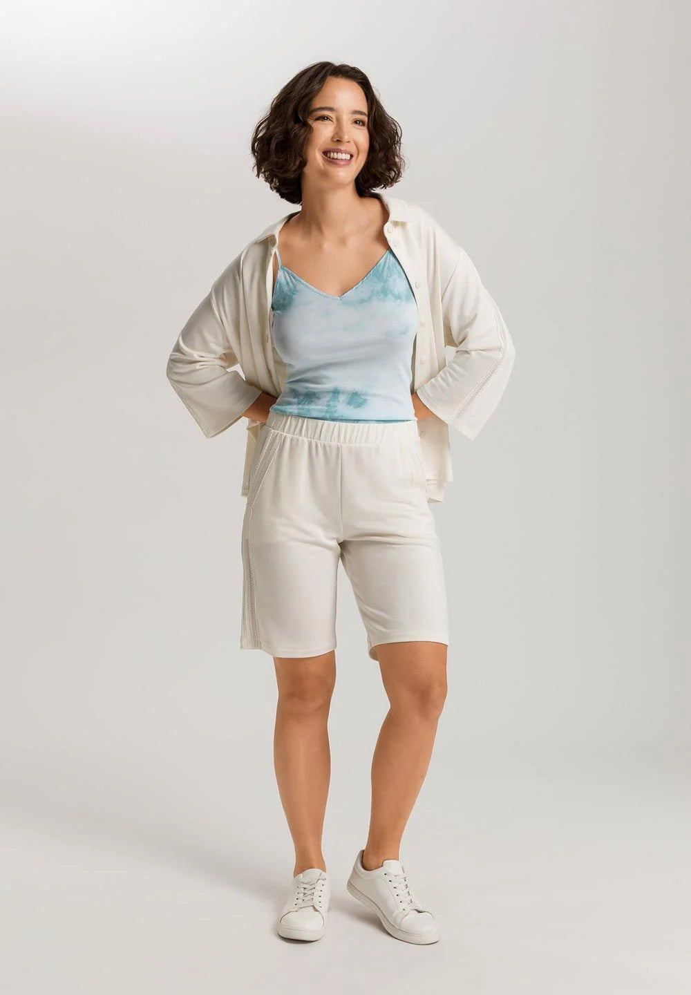Cotton seamless top - ocean tie dye