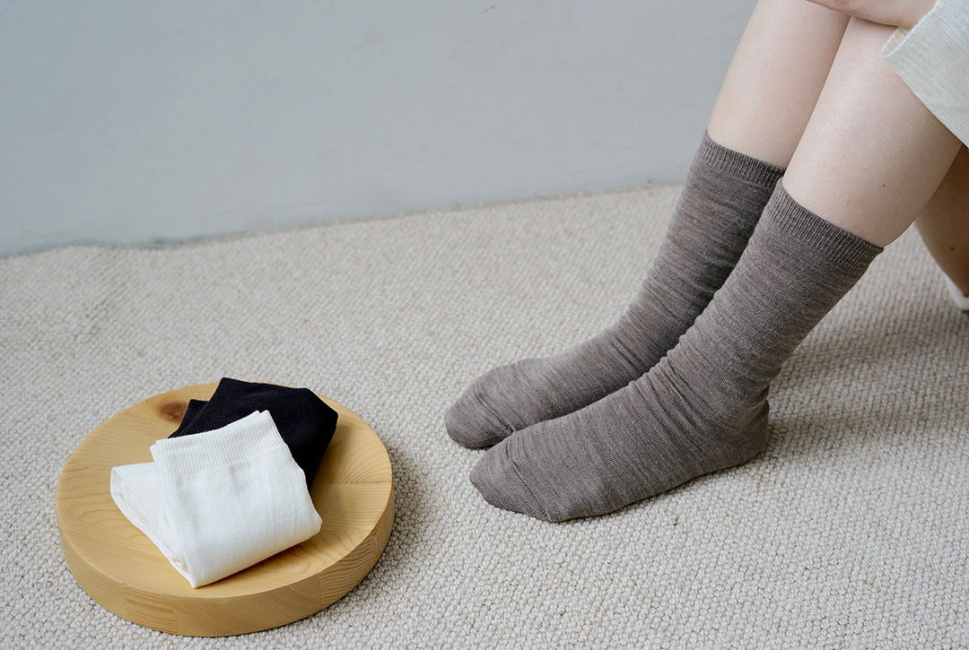 Silk wool double-faced socks - brown