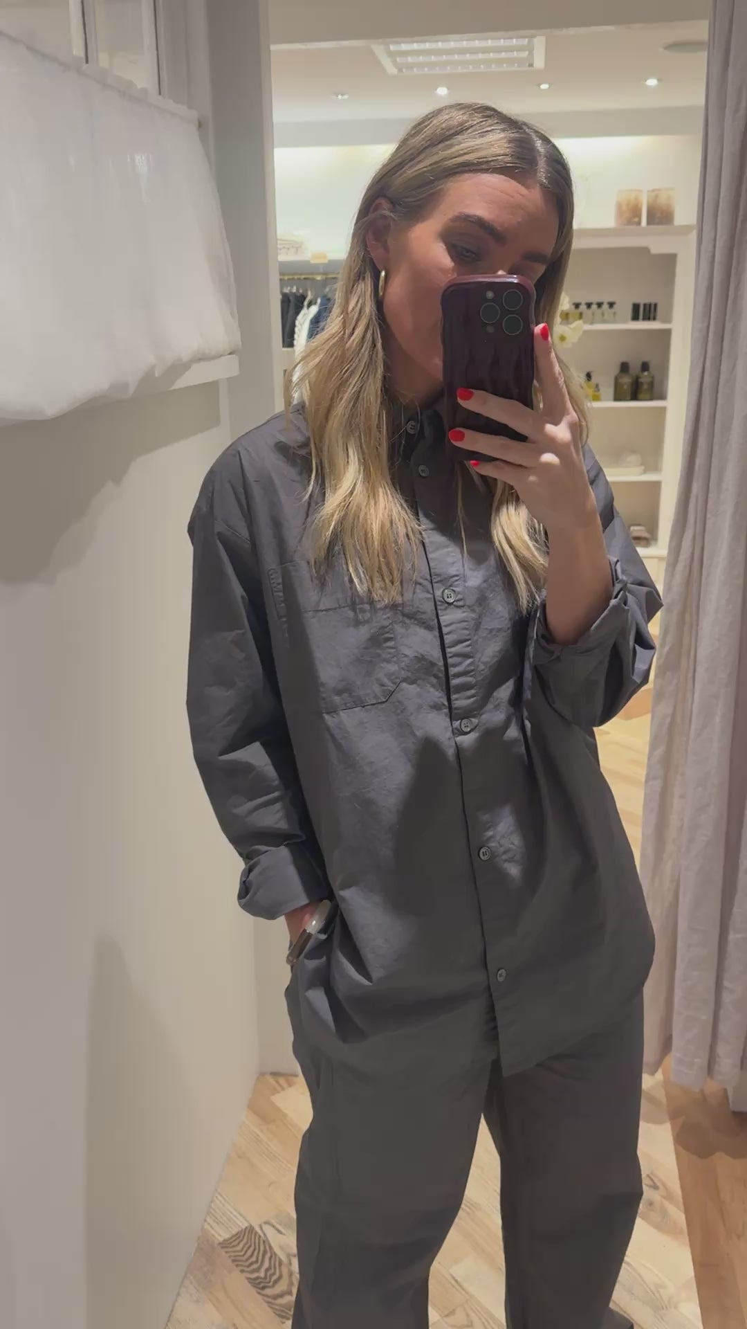 Astrid poplin L/S shirt - metal grey